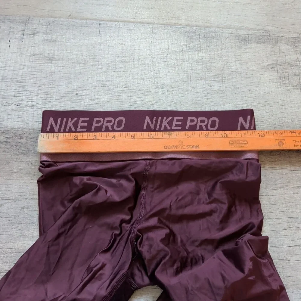 Nike Pro HyperCool Glamour Training Tights Burgundy Pink Colorblock Size S